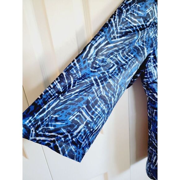 Weekends by Chico's 3 Blue White Long Sleeve Zip-up Women Jacket Pockets XL - Picture 3 of 5